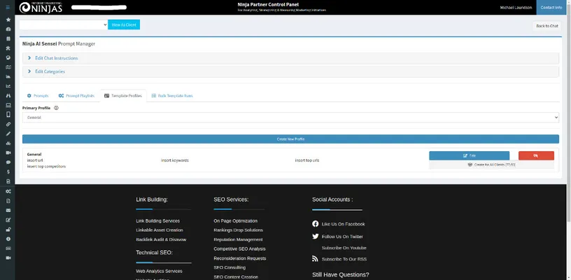 Template profile manager