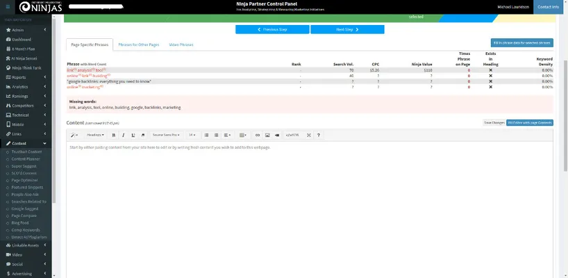 Content optimization oditor