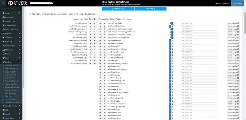 Selected phrase categorization