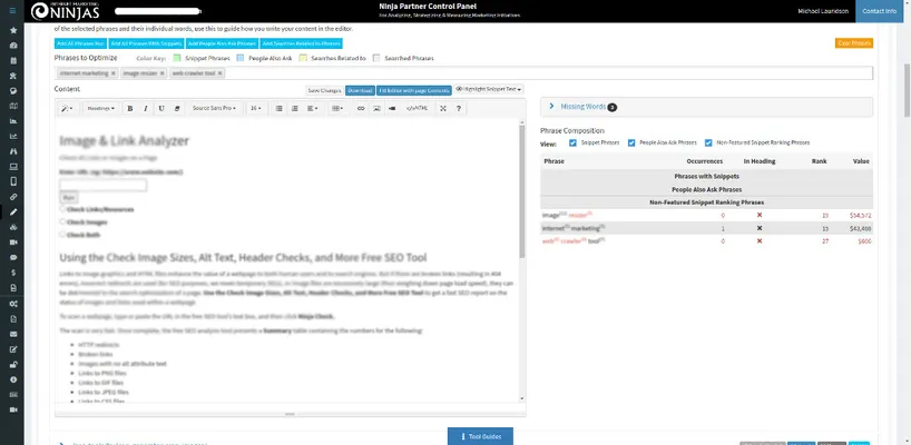 Page optimizer editor