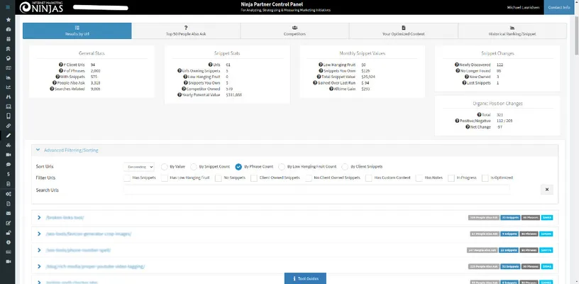 Advanced filtering of results
