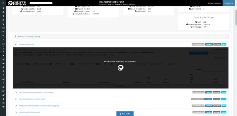 Loading results for a specific client page