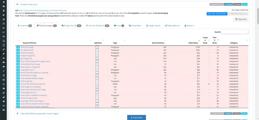 Featured snippet results