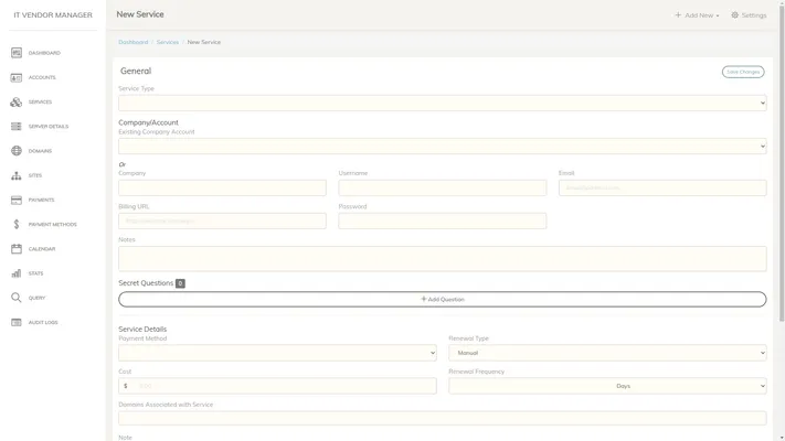 New service form