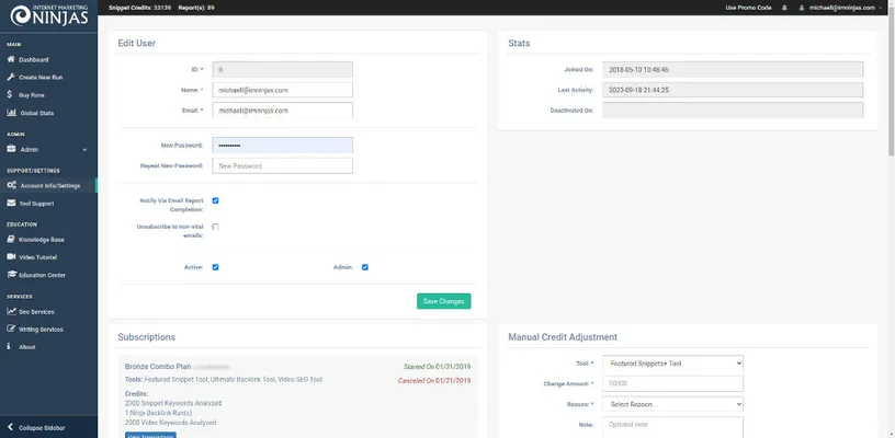 User settings