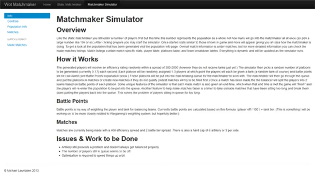 Simulator info