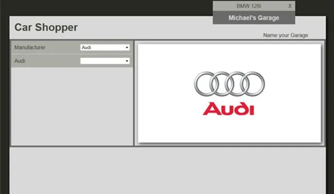 Garage and car selection demonstration
