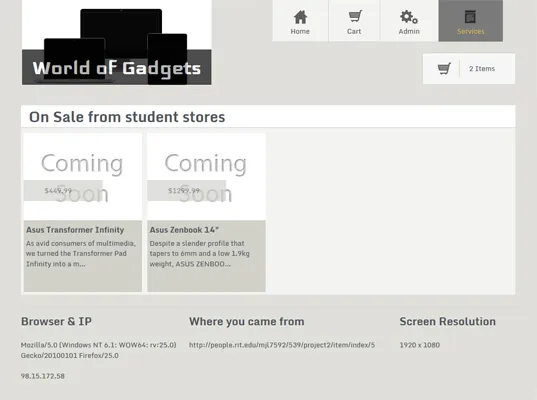 Subscribed student shops page