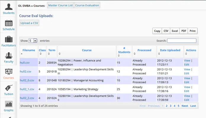 Course evaluation upload system