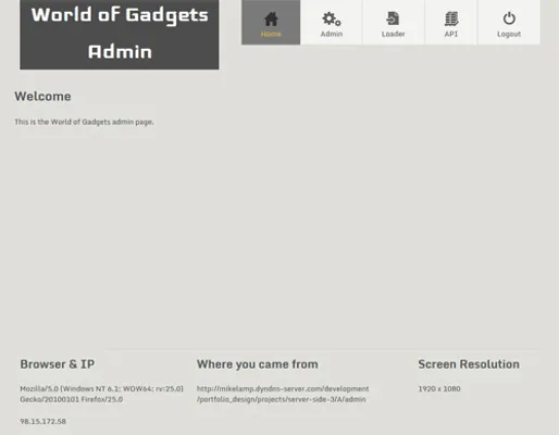 Admin Home Page